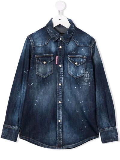 Shop Dsquared2 Denim Long-sleeve Shirt In Blue