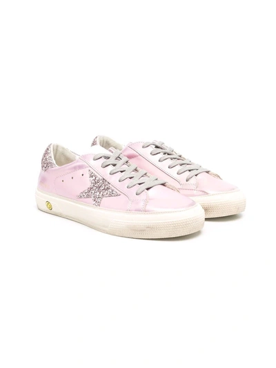 Shop Golden Goose Glitter Low-top Sneakers In Pink