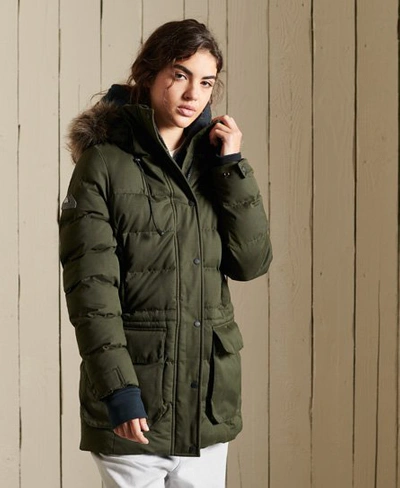 Superdry Women's Microfiber Expedition Parka Jacket / Surplus Goods Olive |