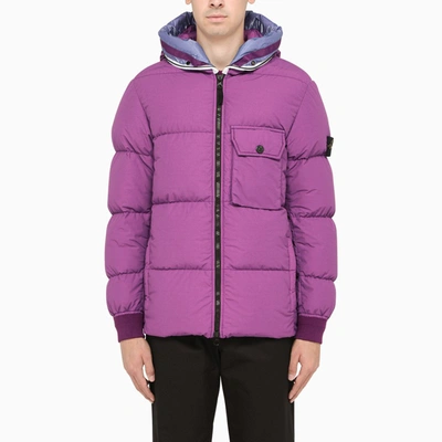 Shop Stone Island Purple Down Jacket