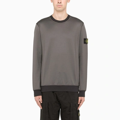 Shop Stone Island Grey Cotton-blend Crewneck Sweatshirt