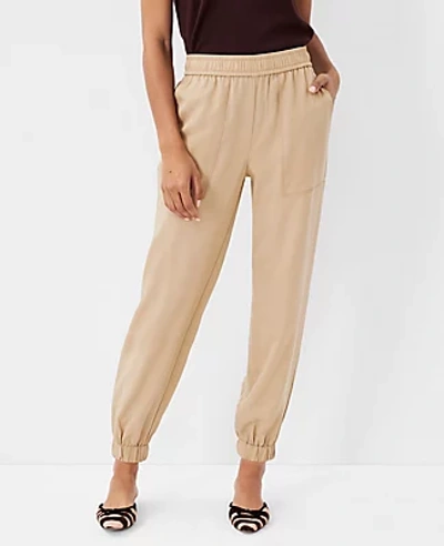 Shop Ann Taylor The Petite Pull On Jogger Pant In Buckwheat