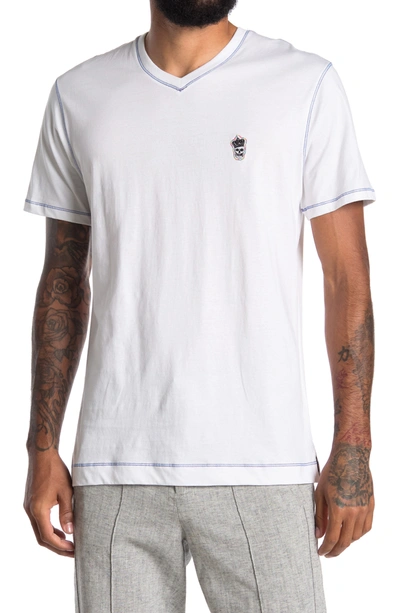 Shop Robert Graham Damien Short Sleeve V-neck T-shirt In White