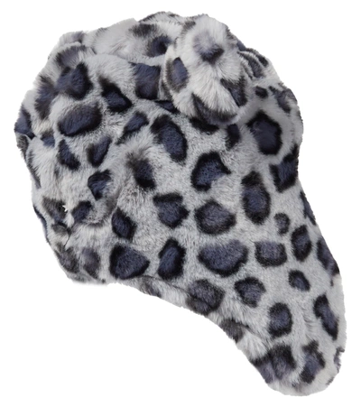 Shop Molo Snowy Leopard-print Faux Fur Hat In Grey