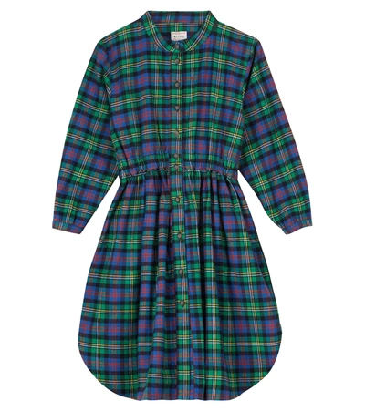 Shop Morley Ophelia Checked Cotton Dress In Blue