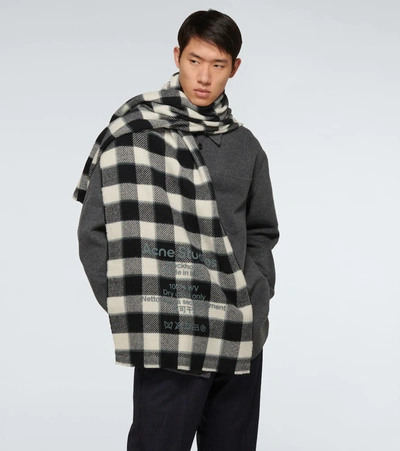 Shop Acne Studios Checked Wool Scarf In Multicoloured