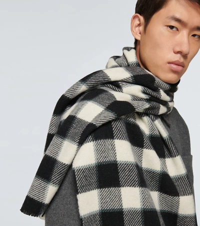 Shop Acne Studios Checked Wool Scarf In Multicoloured