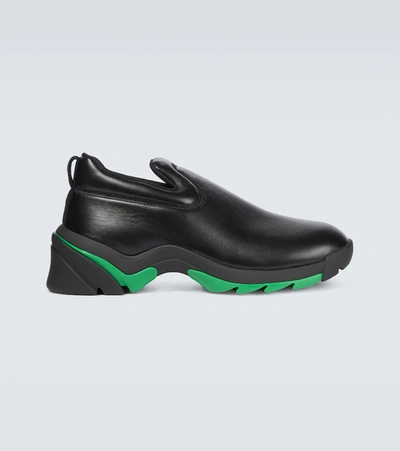 Shop Bottega Veneta Flash Leather Sneakers In Black