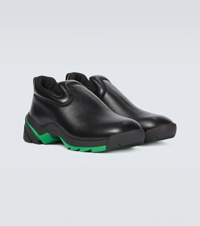 Shop Bottega Veneta Flash Leather Sneakers In Black