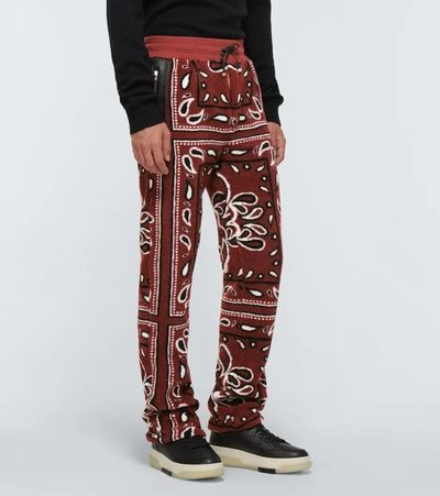 Shop Amiri Bandana Printed Fleece Sweatpants In Red