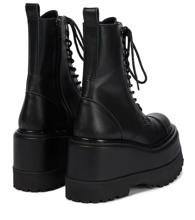 Shop Junya Watanabe Platform Leather Combat Boots In Black