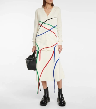 Shop Loewe Wool-blend Midi Skirt In White