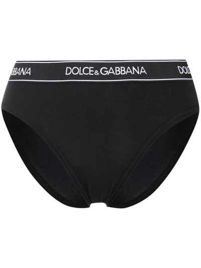 Shop Dolce & Gabbana Logo-waistband Briefs In 黑色