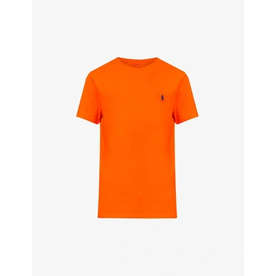 Shop Polo Ralph Lauren Logo-embroidered Cotton-jersey T-shirt In Sailing Orange