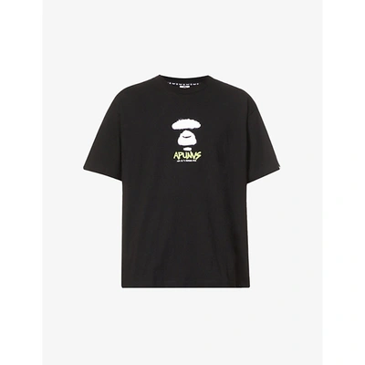 Shop Aape Mens Black Stamp Stencil Cotton-jersey T-shirt L