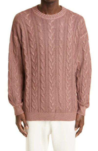 Shop Agnona Piece Dyed Cable Cashmere Sweater In Rosewood