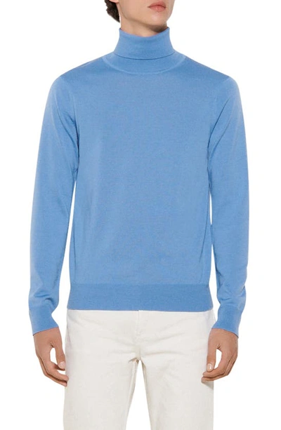 Shop Sandro Wool Turtleneck Sweater In Blue