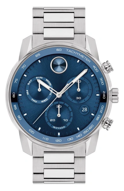 Shop Movado Bold Verso Chronograph Bracelet Watch, 44mm In Blue