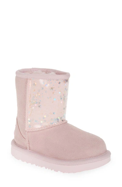 Shop Ugg Toddler Girl's  Mini Classic Ii Waterproof Clear Boot In Seashell Pink Glitter