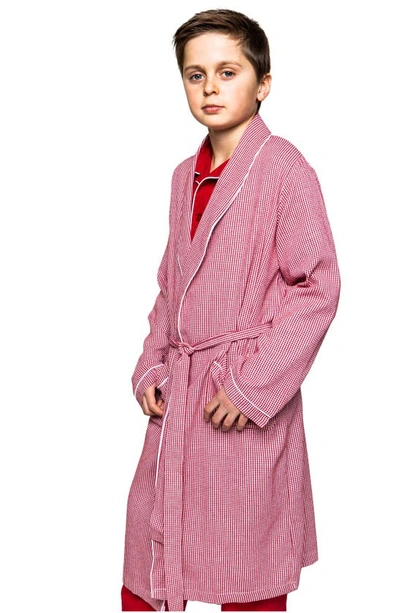 Shop Petite Plume Kids' Mini Gingham Flannel Robe In Red