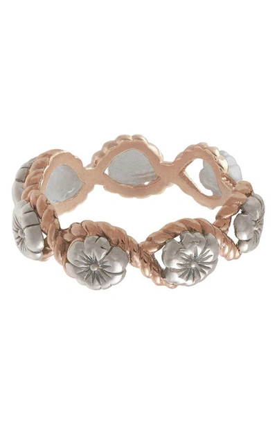 Shop Olivia Burton Flower Show Rope Ring In Silver / Rose Gold
