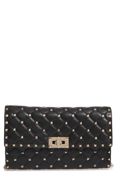 Shop Valentino Rockstud Matelasse Quilted Leather Crossbody Bag In Nero
