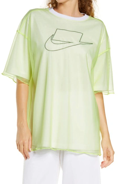 Shop Nike Sportswear Nsw Tulle T-shirt In Light Lemon Twist/ Black