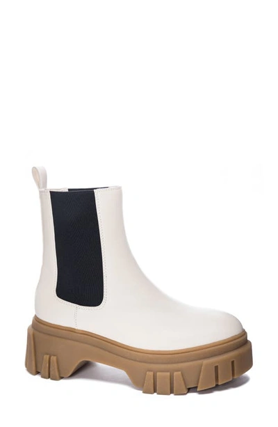 Shop Chinese Laundry Jenny Platform Chelsea Boot In Cream Smooth