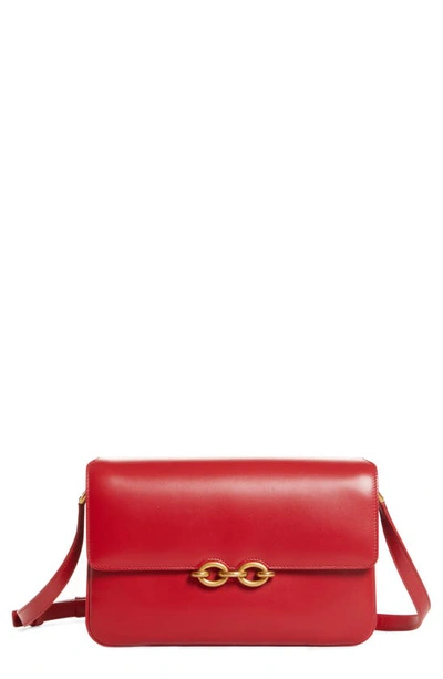 Shop Saint Laurent Maillon Leather Shoulder Bag In Rouge Eros