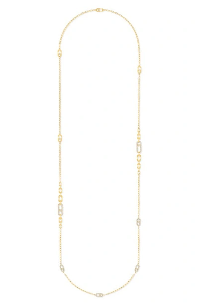 Shop Messika Move Classique Diamond Link Station Necklace In Yellow Gold