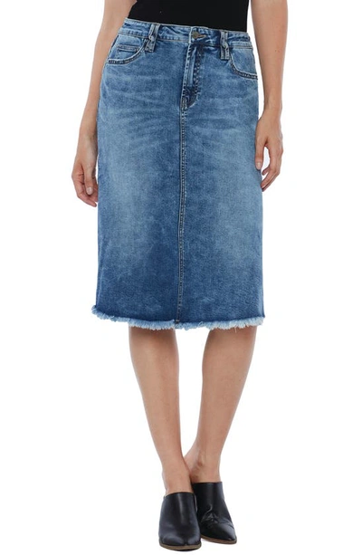 Shop Wash Lab Denim Wash Lab Classic Denim Skirt In Perfect Blue