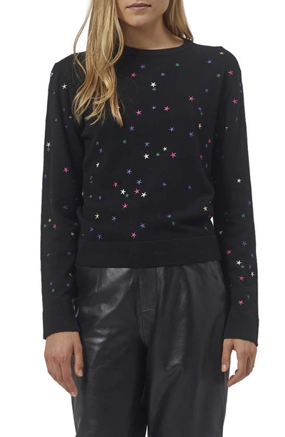 Shop Equipment Nartelle Star Embroidered Crewneck Sweater In True Black Multi