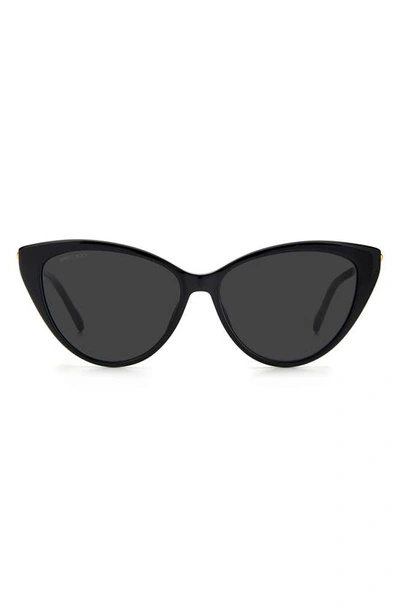 Shop Jimmy Choo Val/s 57mm Cat Eye Sunglasses In Black / Brown Gradient