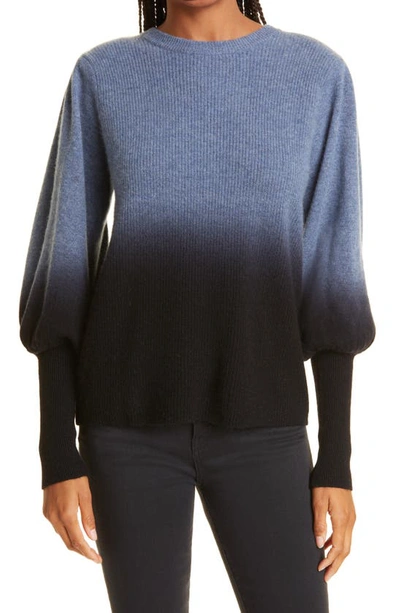 Shop Nicole Miller Dip Dye Cashmere Sweater In Blue/ Black