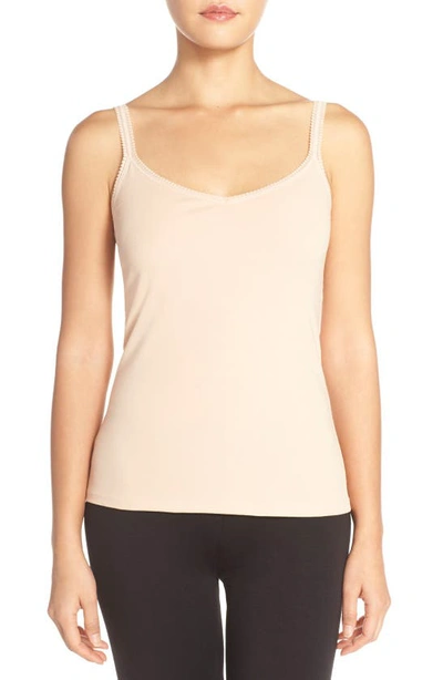Shop On Gossamer Reversible Stretch Cotton Camisole In Champagne
