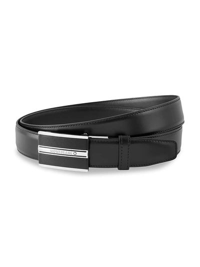 Shop Montblanc Men's Cut-to-size Leather Business Belt In Black
