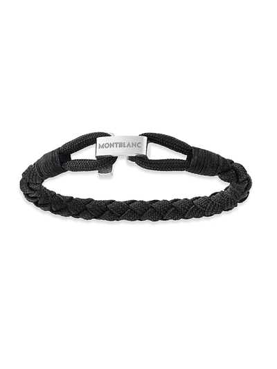 Shop Montblanc Men's Wrap Me Braided Bracelet In Black