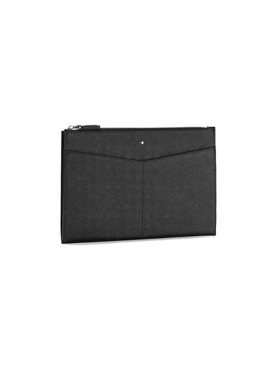 Shop Montblanc Men's Sartorial Leather Clutch In Black