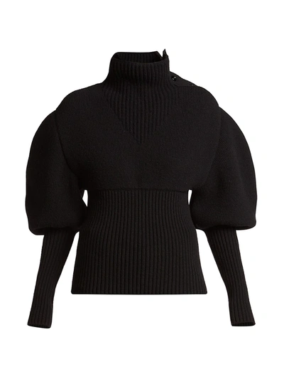 Shop Bottega Veneta Women's Salon Two Puff Wool Sweater In Black