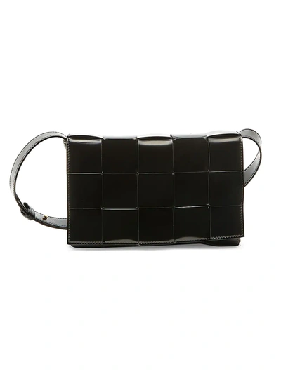 Shop Bottega Veneta Women's The Shiny Cassette Leather Crossbody Bag In Black Gold