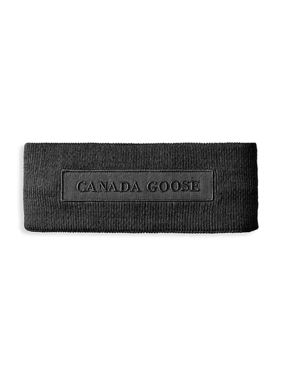 Shop Canada Goose Women's Tonal Emblem Wool Ear Warmer In Black