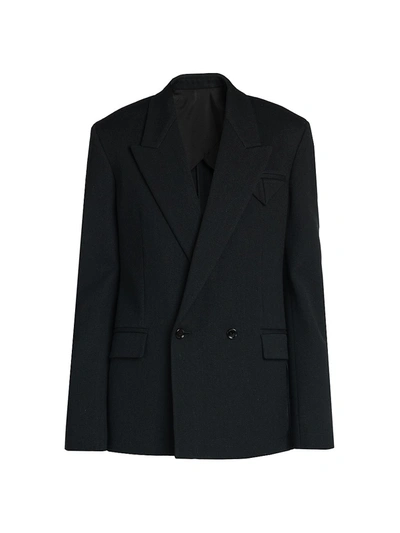 Shop Bottega Veneta Men's Tailored Wool Mouline Jacket In Black Green