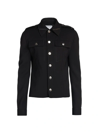 Shop Bottega Veneta Double Cavalry Wool Jacket In Black
