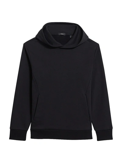 Shop Theory Cotton Pullover Hoodie In Black