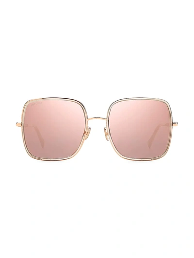 Shop Jimmy Choo Women's Jayla 57mm Square Sunglasses In Gold Pink