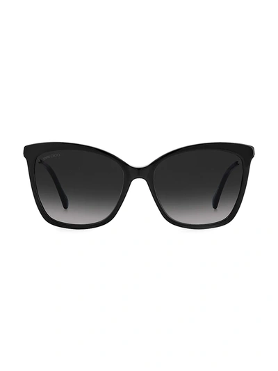 Shop Jimmy Choo Women's Maci 55mm Butterfly Sunglasses In Black