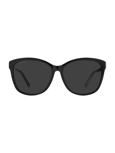 Shop Jimmy Choo Women's Lidie 59mm Butterfly Sunglasses In Black