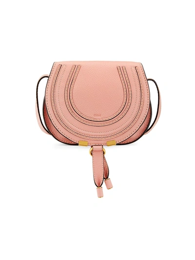 Shop Chloé Mini Marcie Leather Saddle Bag In Fallow Pink