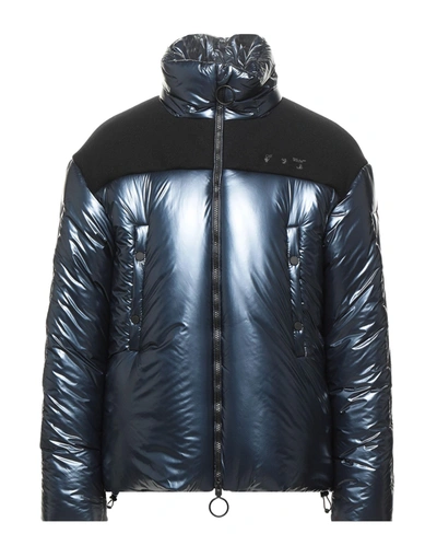 Shop Off-white Man Down Jacket Midnight Blue Size M Polyamide, Virgin Wool