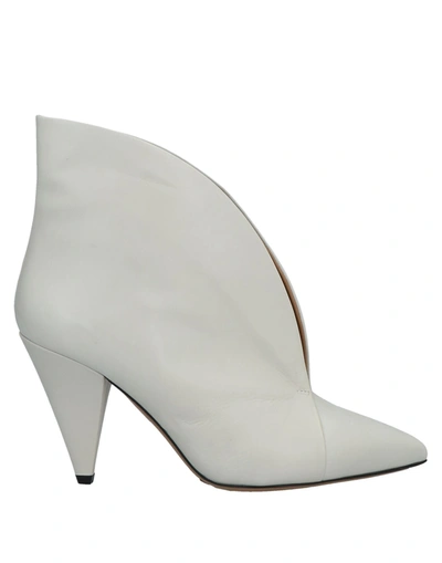 Shop Isabel Marant Woman Ankle Boots Ivory Size 8 Calfskin In White